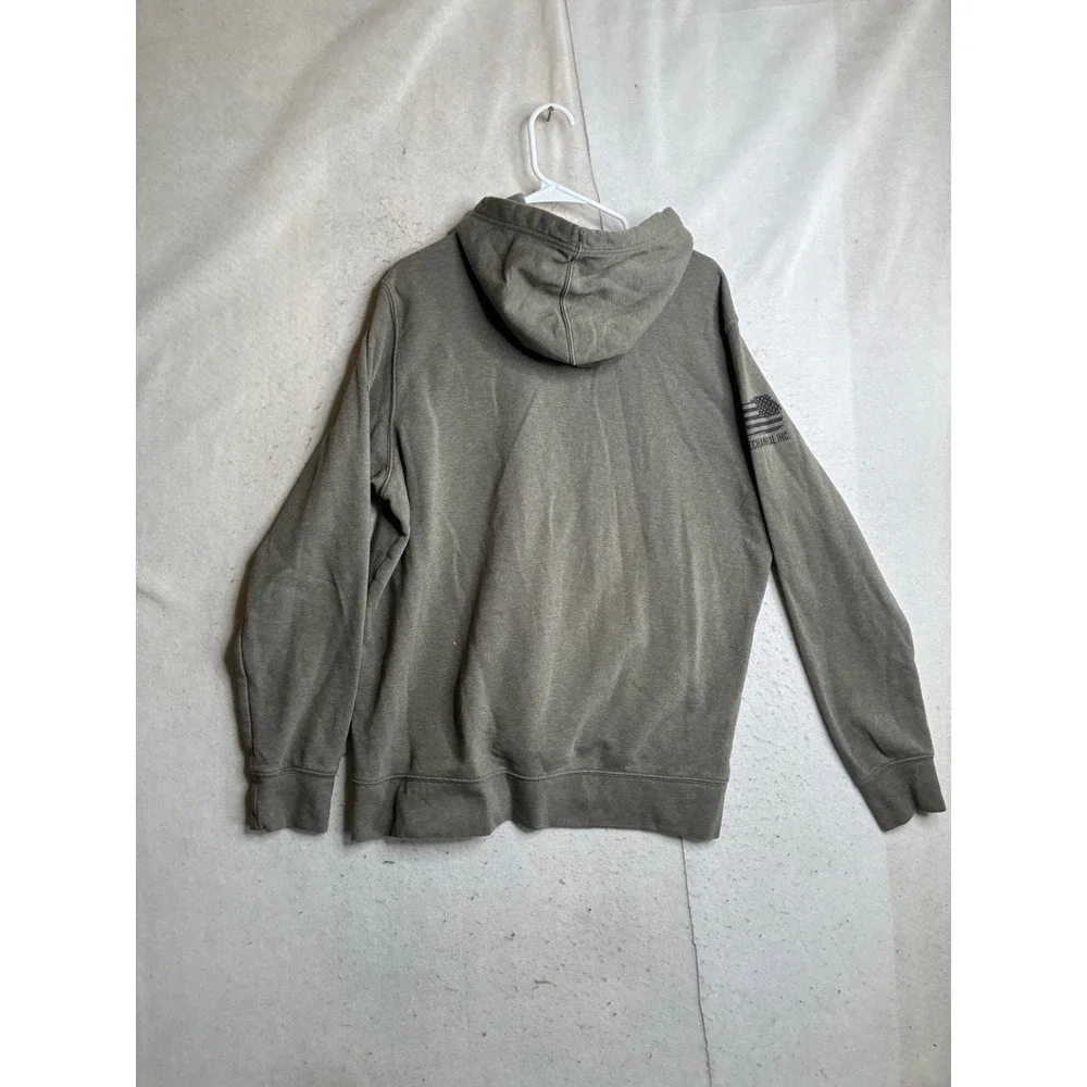 The North Face Mens XL Olive Green Heather Fleece Hoodie L&L Mechanical Graphic
